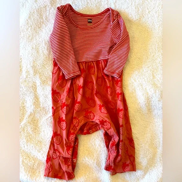 Red Striped and Strawberry Baby Romper - Picture 1 of 1